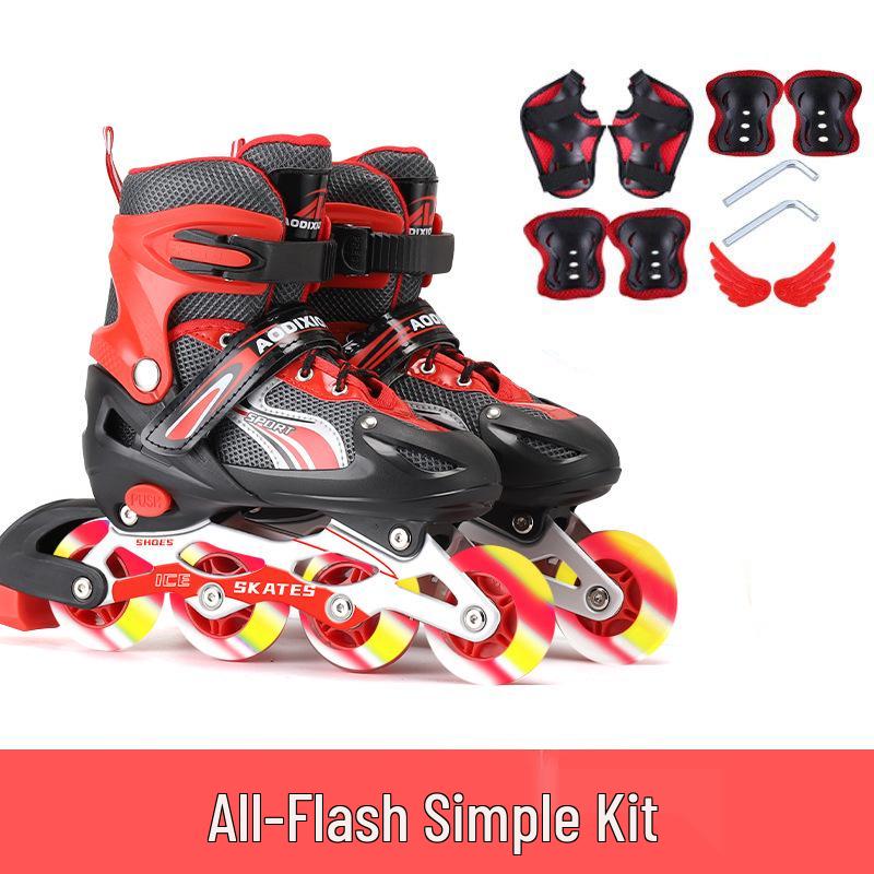 Nastavitelná sada kolečkových bruslí s blesky pro začínající děti