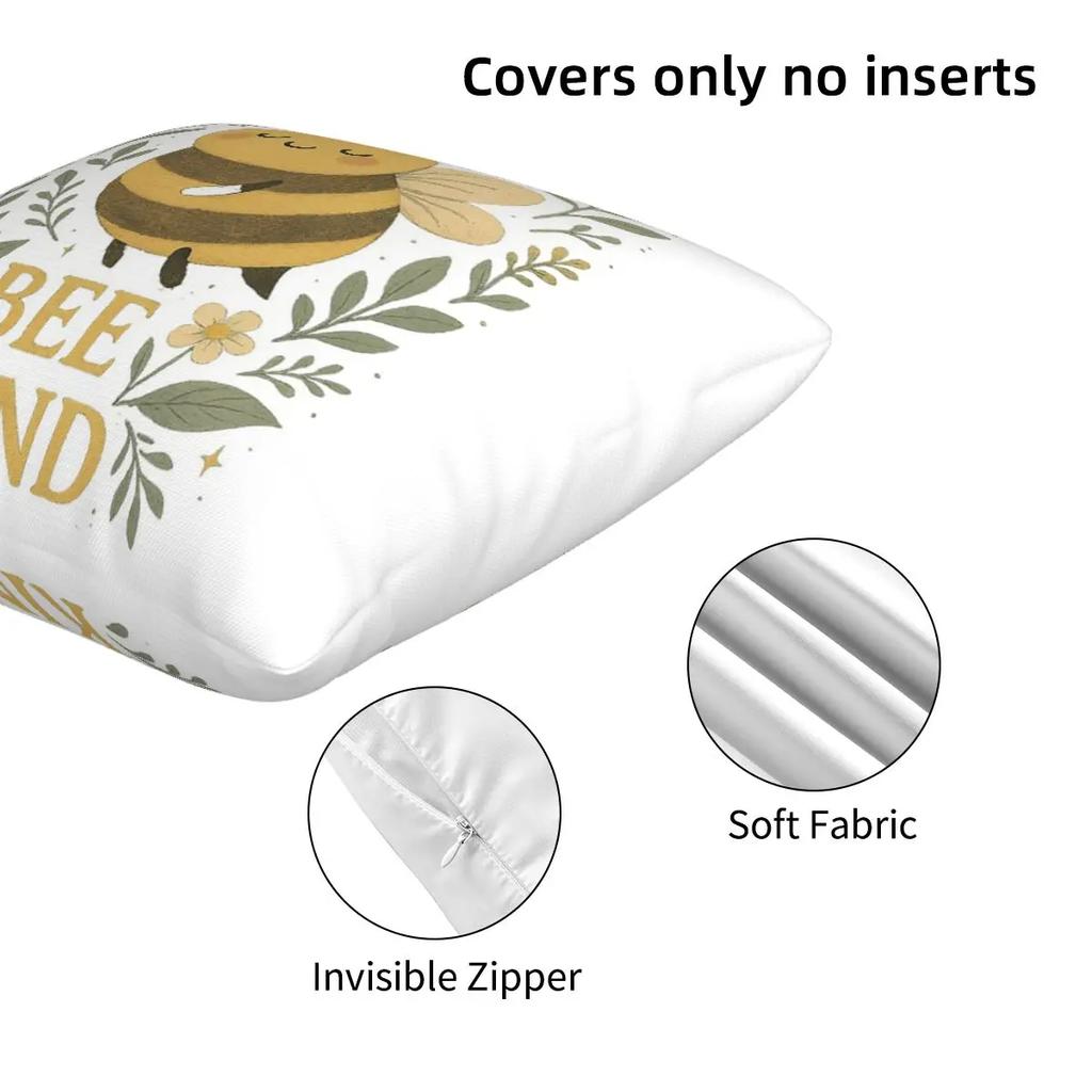 Bee Kind Cute Bumblebee Floral With Gentle Kindness Quote 2 Pcs Square Pillowcase Pillow Cover Cushion Throw Pillow For Home Car