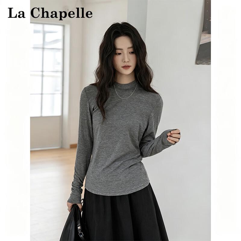 La Chapelle Women's Mock Neck Long Sleeve Slim Fit Solid T-Shirt