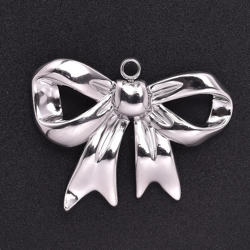 5pcs Girl Bows Pendant Fashion Stainless Steel Pendants For Jewelry Making Charm Handmade Necklace Earrings Bracelets Materials