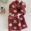Korean Retro Polka Dot Knitted Scarf Women's Autumn and Winter Gentle Atmosphere Versatile Thickened Warm Wool Neck Scarf
