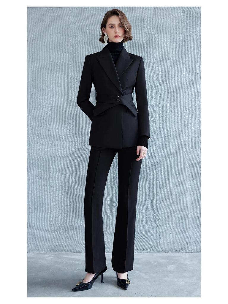 Black Fashion Women's Business Suit - Slimming Micro Flare Pants