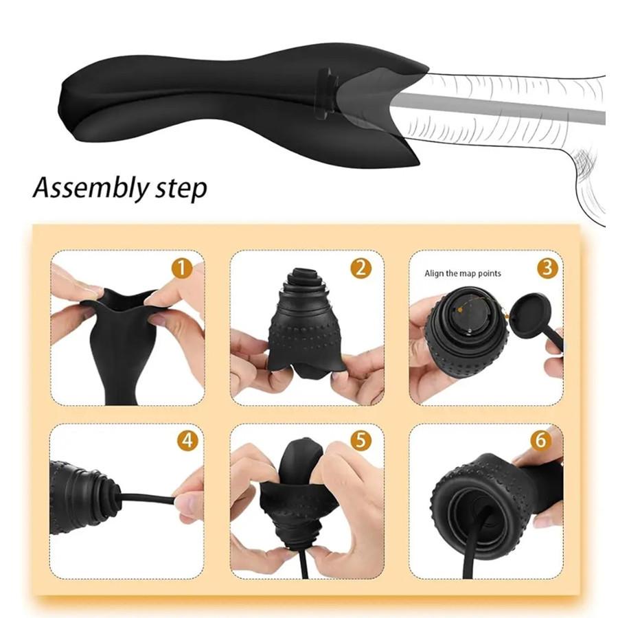 Knight Male Multi-Frequency Vibrating Masturbation Cup with Silicone Glans Trainer