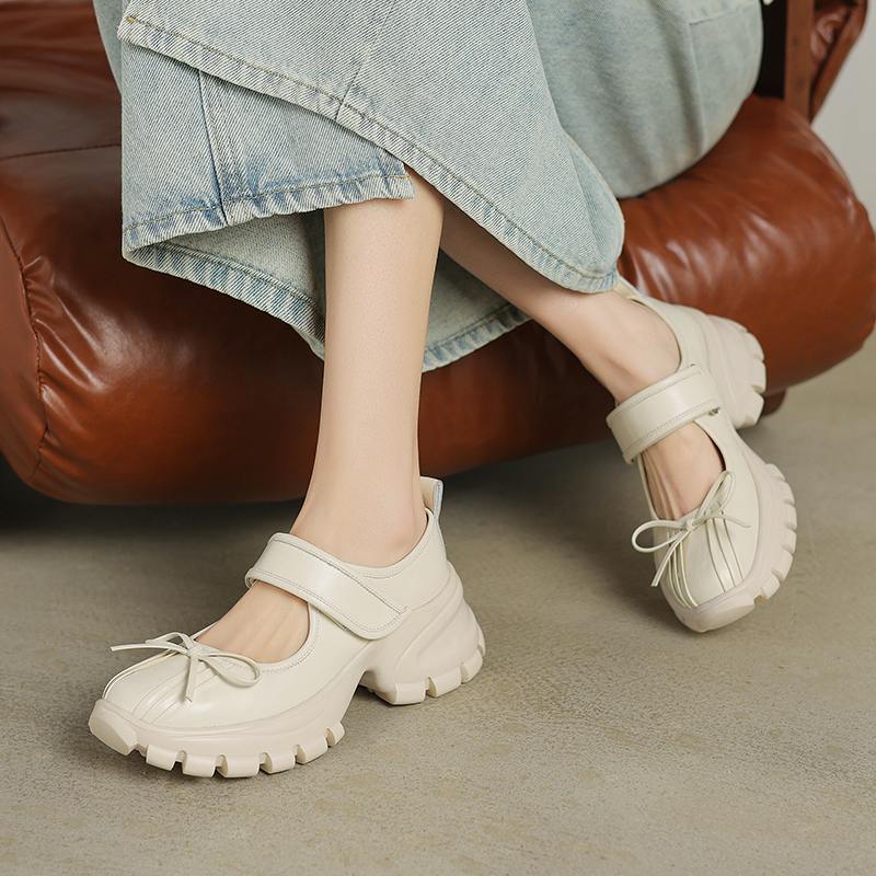 Krazing Pot Sheepskin Spring Autumn Summer Sneakers Platform Lace Up Silver Color Butterfly-knot Thick Bottom Women Fashion Shoes