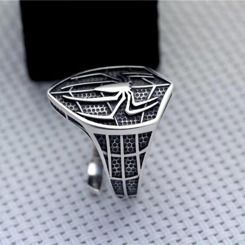 Adjustable Spider-Themed Mens Ring Copper Plated Punk Style Open Band Retro Fashion Accessory
