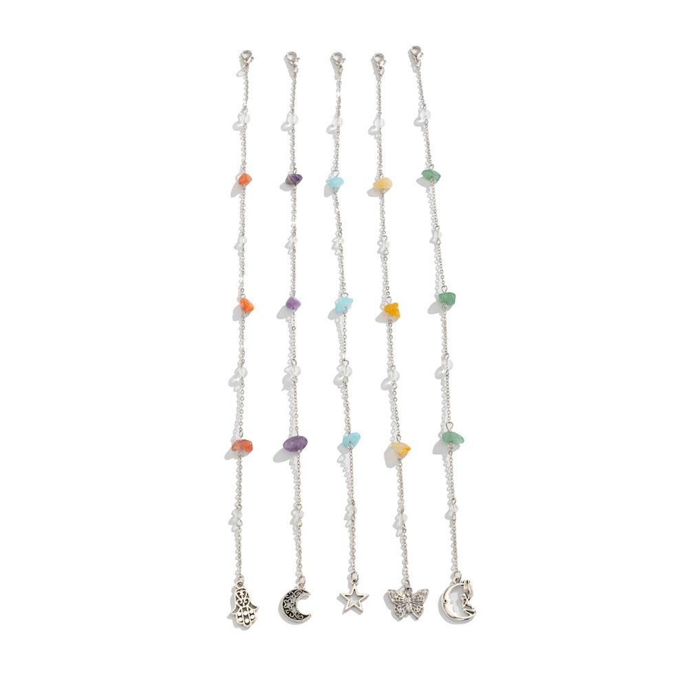 Imitation Pearl Hair Ring Pendant Acrylic Stone Tassel Hair Accessories  For Women 5pcs/set