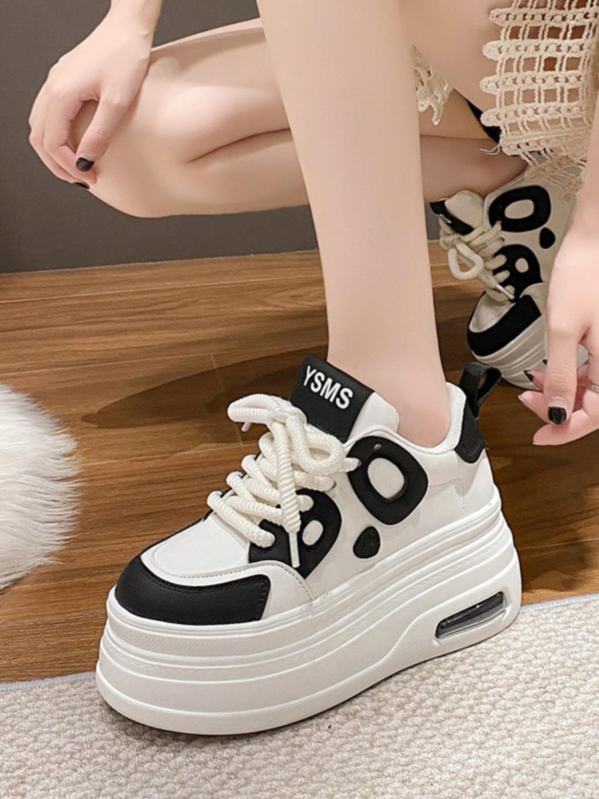 

European Station 8cm thick-soled sports little white shoes women s 2025 spring new versatile small height-increasing muffin board shoes 40 чёрный