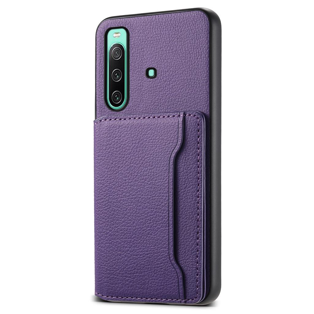For Sony Xperia 10 IV 5G Phone Case Card Slots TPU+PC+PU Kickstand Cover