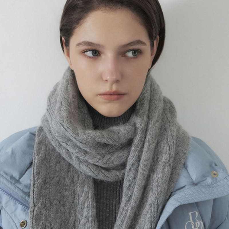 CITYBREEZE Angora Cable Knit Muffler_GREY