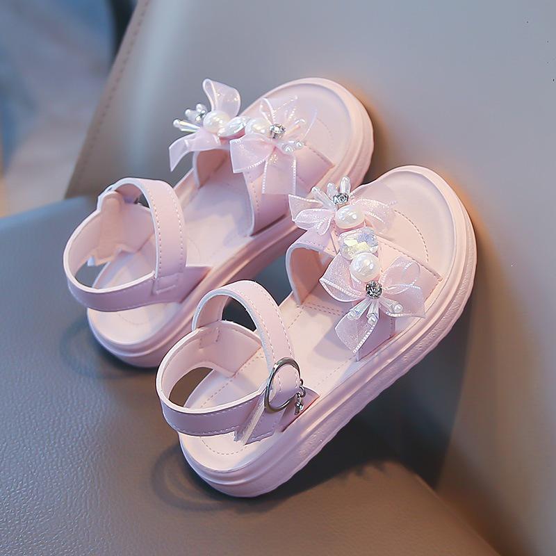 2026 Silver Open-Toe Roman Sandals for Girls - Princess Style Summer Beach Shoes 29