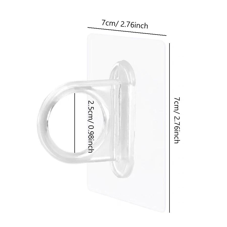 4Pcs Self Adhesive Ring Hooks, Wall Mount Bottle Holders, Punch-Free Hanging Hooks for Pump Spray Bottles, Keys and Curtain Rods