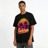 Summer Beach Coconut Tree Sunset Couple Print Casual T-Shirt Pure cotton T-shirt