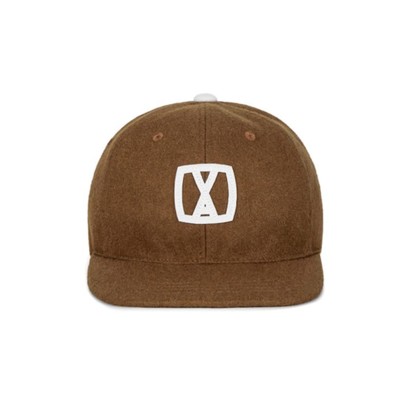 VARZAR VA Square Applique Wool Baseball Cap Brown