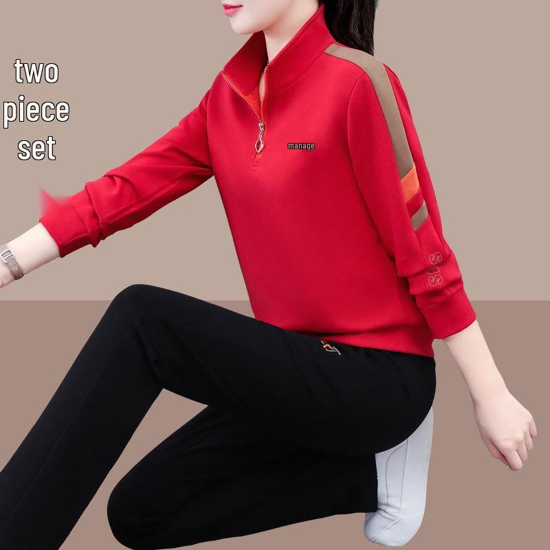 Women's Casual Two-Piece Set - 2025 Spring/Autumn New Style for Square Dance, Plus Size Sportswear