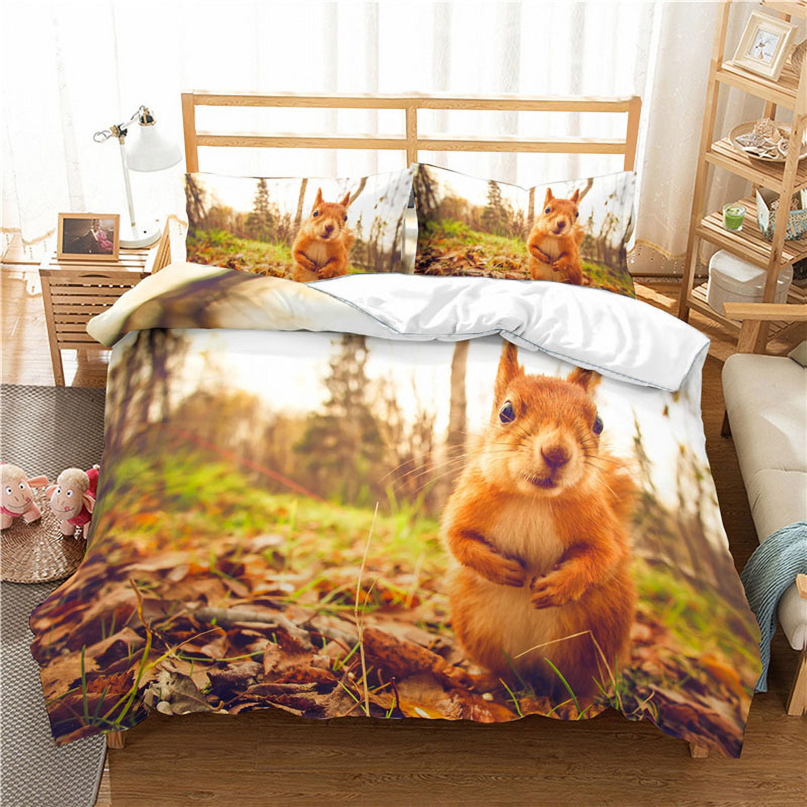 

Squirel Soft Duvet Cover Lovely Squirel Twin Beding Set Suitable Children Kids plus Adult Peoples,warm plus Comfortable Squirel Comfortable Quilt 135*200cm Eu-Single