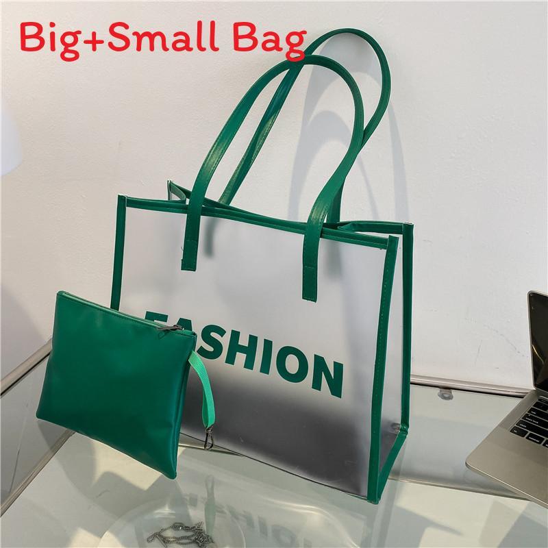 

Pvc Large Transparent Mother Bag With Letter Design For Street Style Fashion Use Green