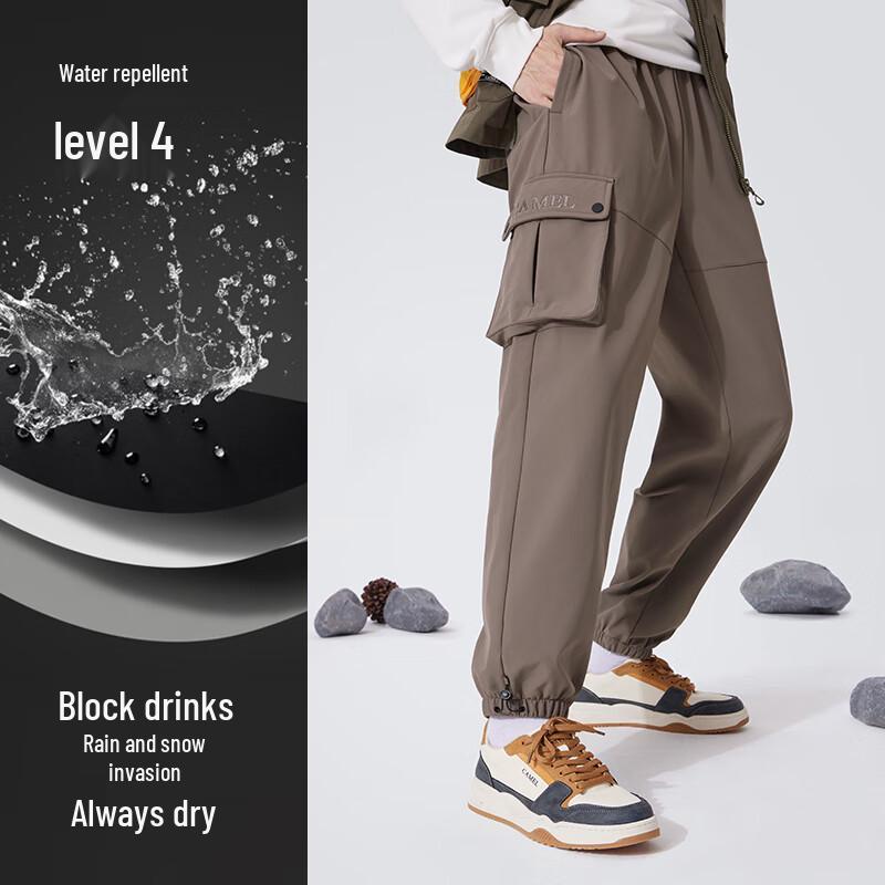 CAMEL Men's Fleece-Lined Water-Repellent Outdoor Cargo Joggers