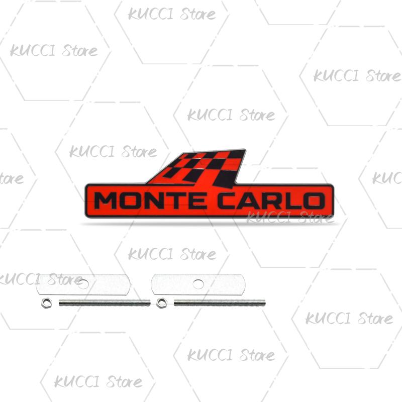 AAABV1 Alloy Metal Monte Carlo Racing Flag Grille Emblem Rear Trunk Badge Sticker For Skoda Fabia Octavia Kodiaq Superb VRS Kamiq Rapid