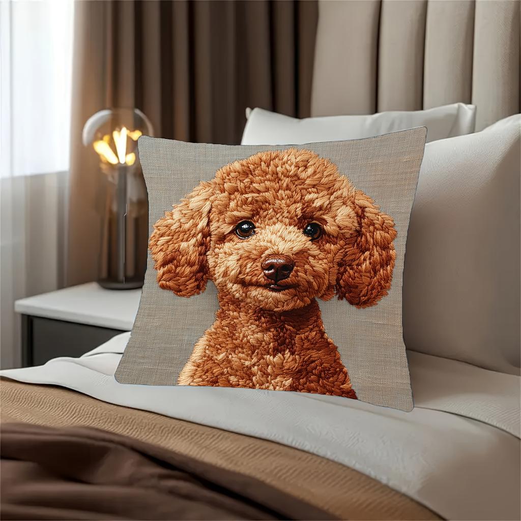 Contemporary Brown Poodle Cushion Covers Bedroom Sofa Square Pillowcase Living Room Chair Pillow Covers Print Home Decor Gift