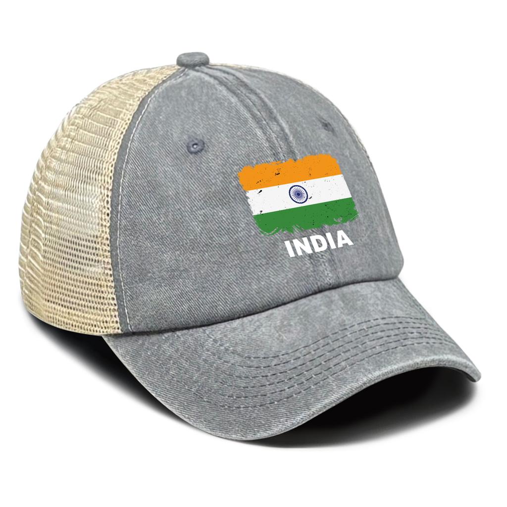 INDIA Flags Print Snapback Mesh Cap Snapback Cap Breathable Sporting Adjustable Baseball Hat Perfect For Urban Style