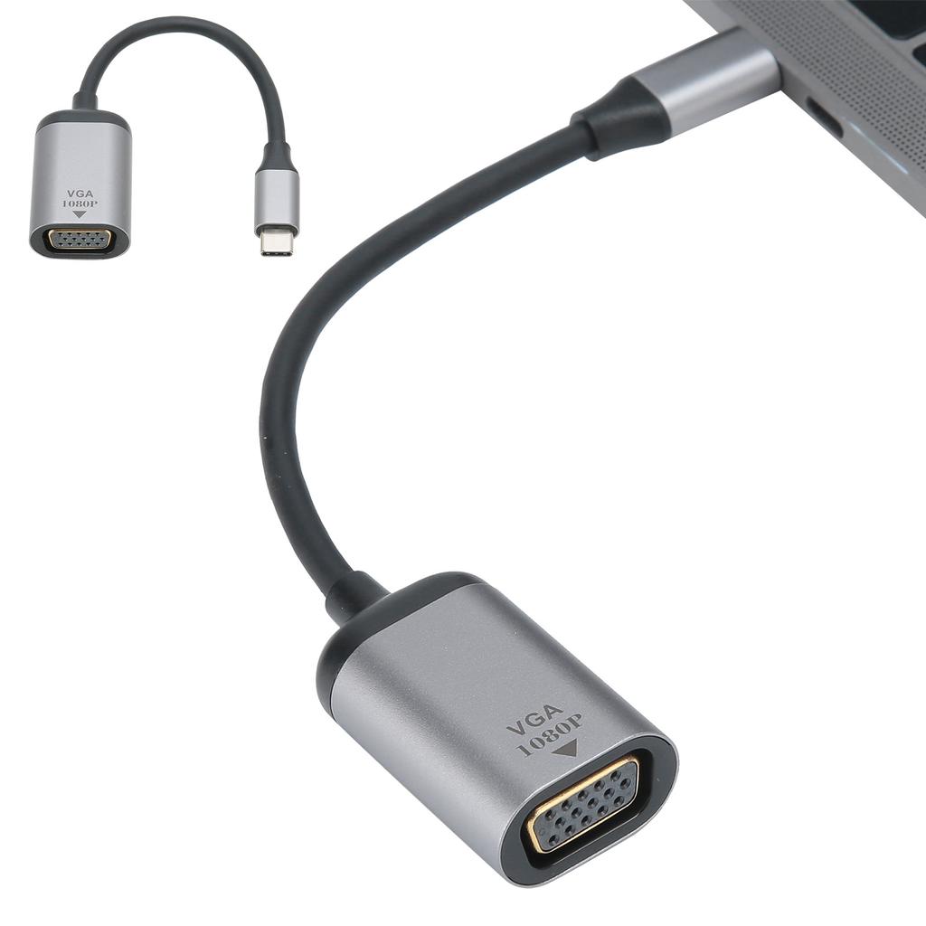 TypeC Male to VGA Adapter Short Cable Connector Aluminum Alloy PVC for Windows Android OS X