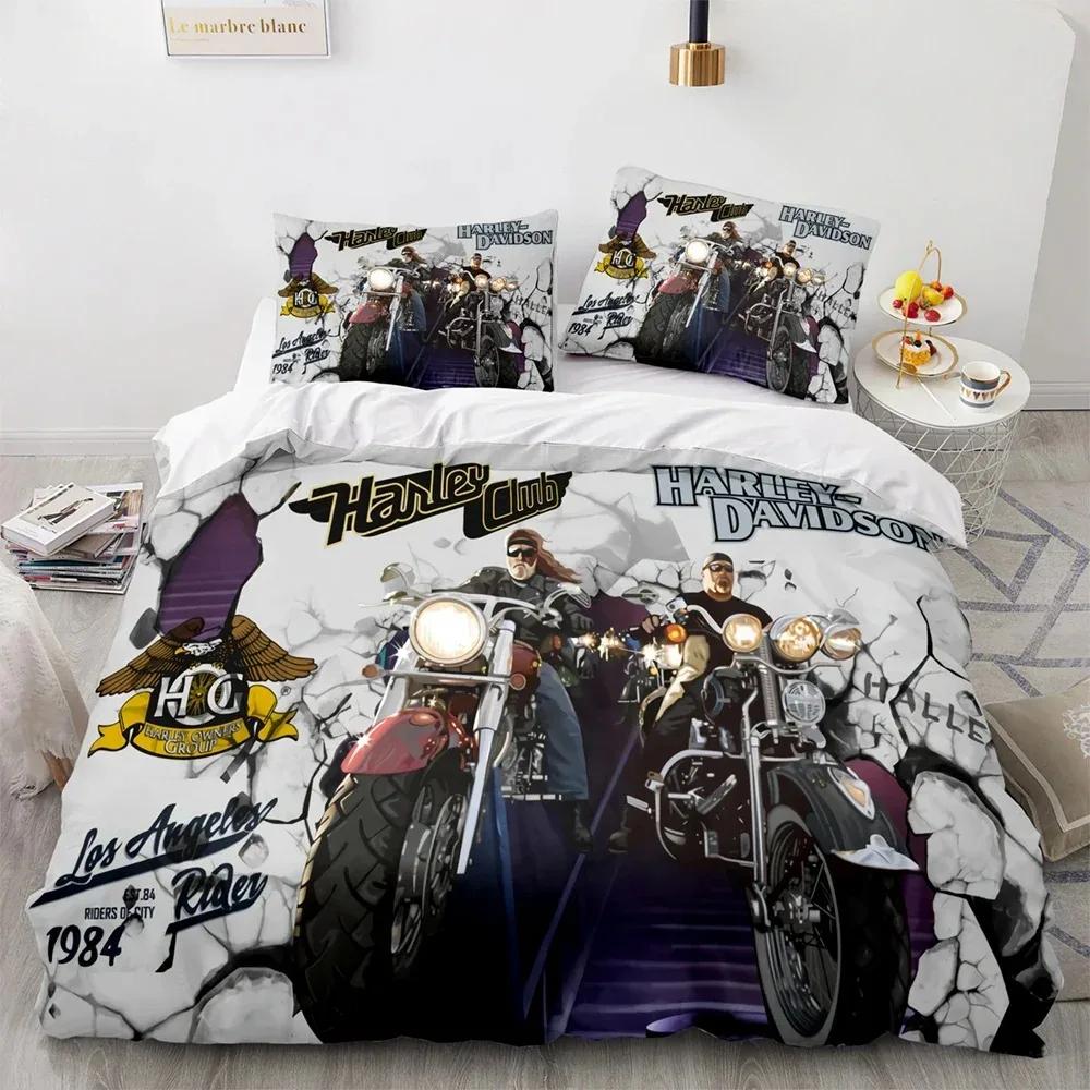 New Classic Motorcycle Bedding Set Single Twin Full Queen King Size Knight Bed Set Adult Kid Bedroom Duvet Cover Sets 3D Print