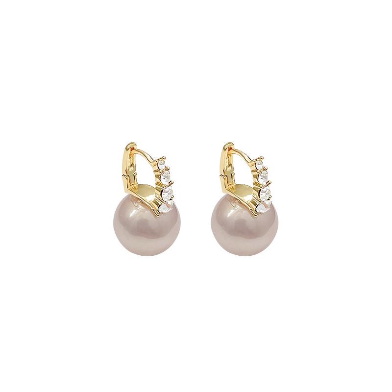 S925 Silver Baroque Pearl & Diamond Stud Earrings for Women - French Retro Light Luxury Style