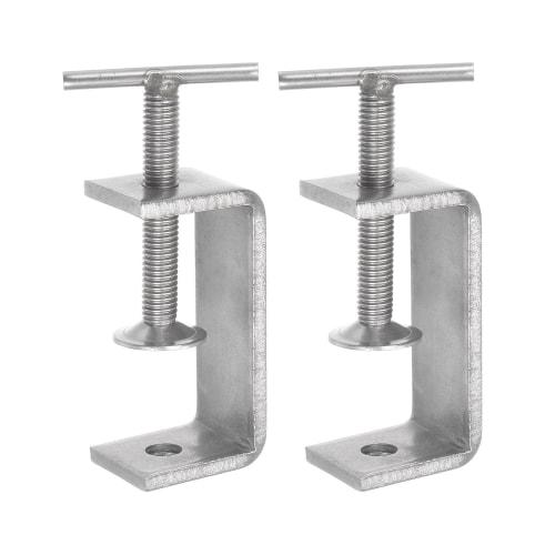 uxcell Stainless Steel C-Clamps, 2.36 Inch / 65mm Wide Jaw Opening, 23-60mm Range, T-Bar Handle, for Woodworking, Welding, Construction, and Home Use,