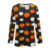 Women's Casual Long Sleeve Pullover Sweatshirt Halloween Pumpkin Print Round Neck Top Lightweight Comfortable Fit