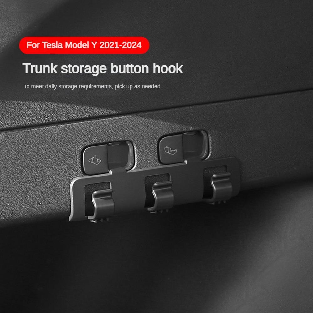Rear Trunk Button Hook for Tesla Model Y 2025 Buckle Hanging Tidying Storage Holder Clip Luggage Bag Umbrella Hanger Accessories