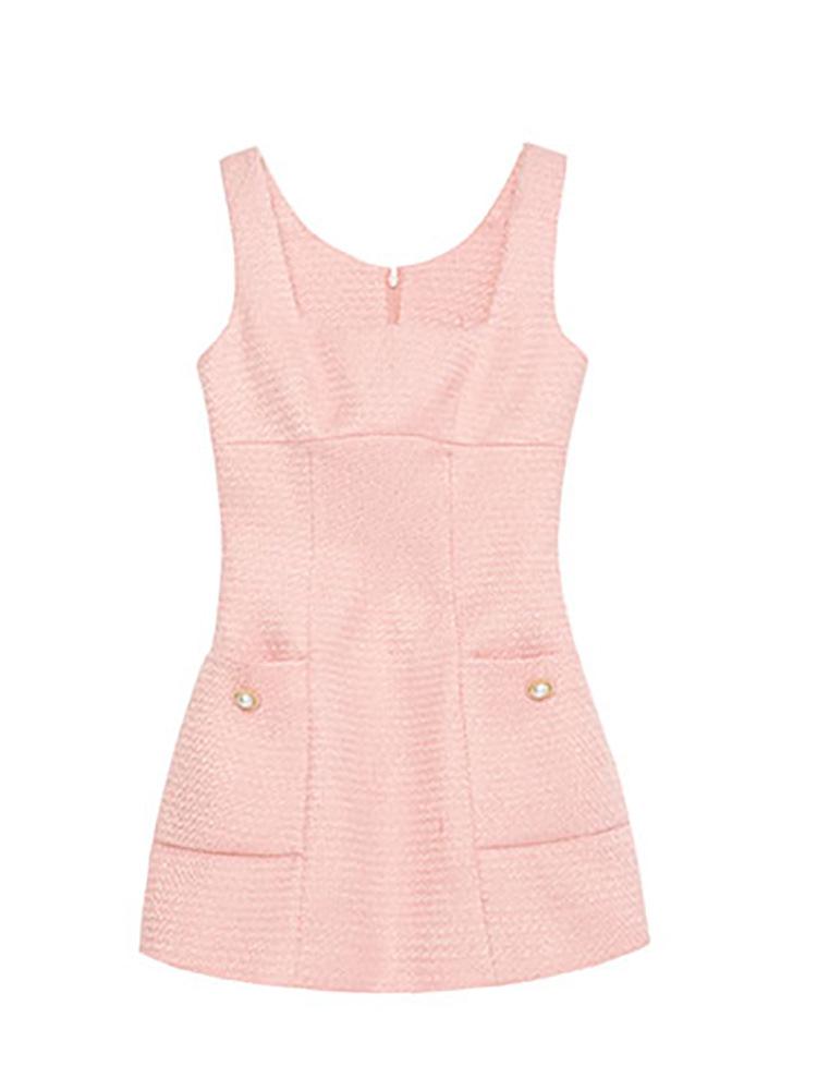 2023 Fall/Winter Pink Socialite Temperament Two-Piece Set: Jacket & Vest Dress