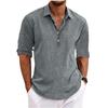 Men's Linen Shirts Long Sleeve Button Up Shirt Casual Summer Loose Fit Home Style Shirts
