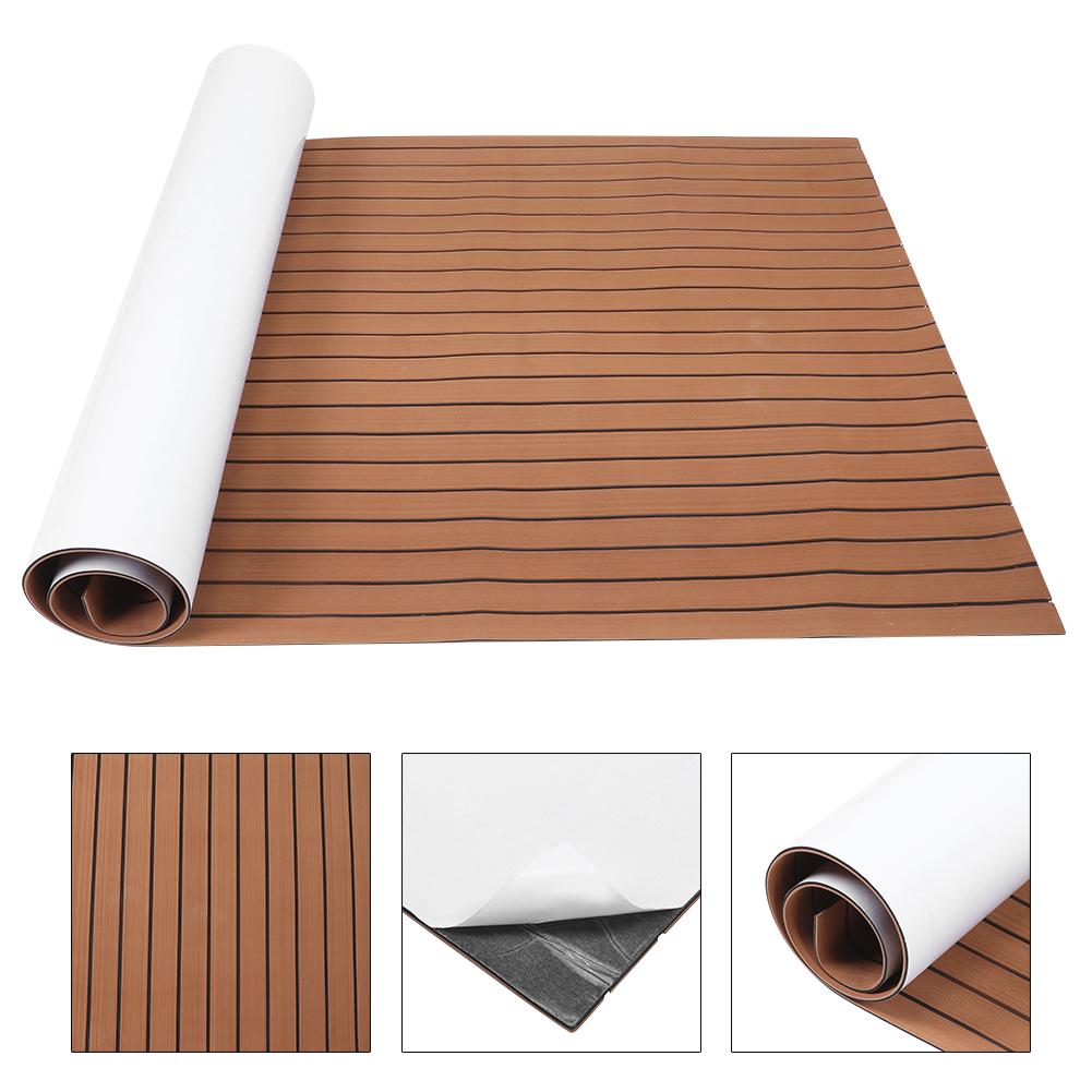 EVA Flooring Mat 120x240cm Non-Slip Self Adhesive Decking Pad Decoration for Marine Boat Yacht(Light Brown Black )