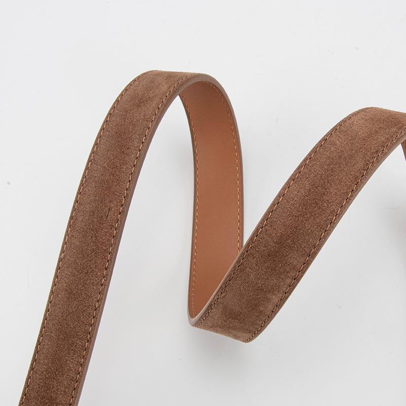Genuine Leather Women's Belt Reverse Velvet Matte Retro Korean Style Fashionable Versatile Skirt Jeans Belt Women's