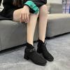 Fashion Fashionable Zipper Design Round Toe Women's Short Boots 2024 Winter Suede Thick High Heels Large Size Pin Buckle Fashion Boots