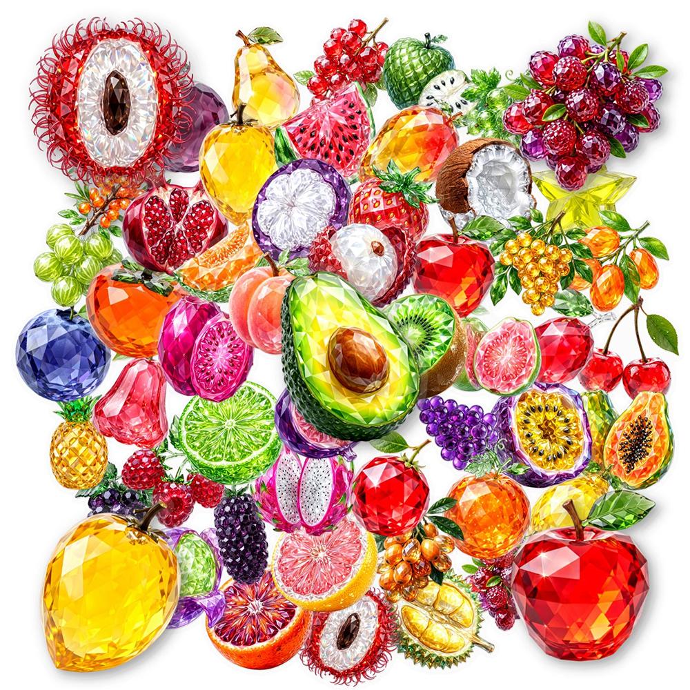 10/30/50PCS Glass Crystal Style Fruit Stickers Waterproof DIY Phone Laptop Luggage Cute Graffiti Decals Toys Gifts
