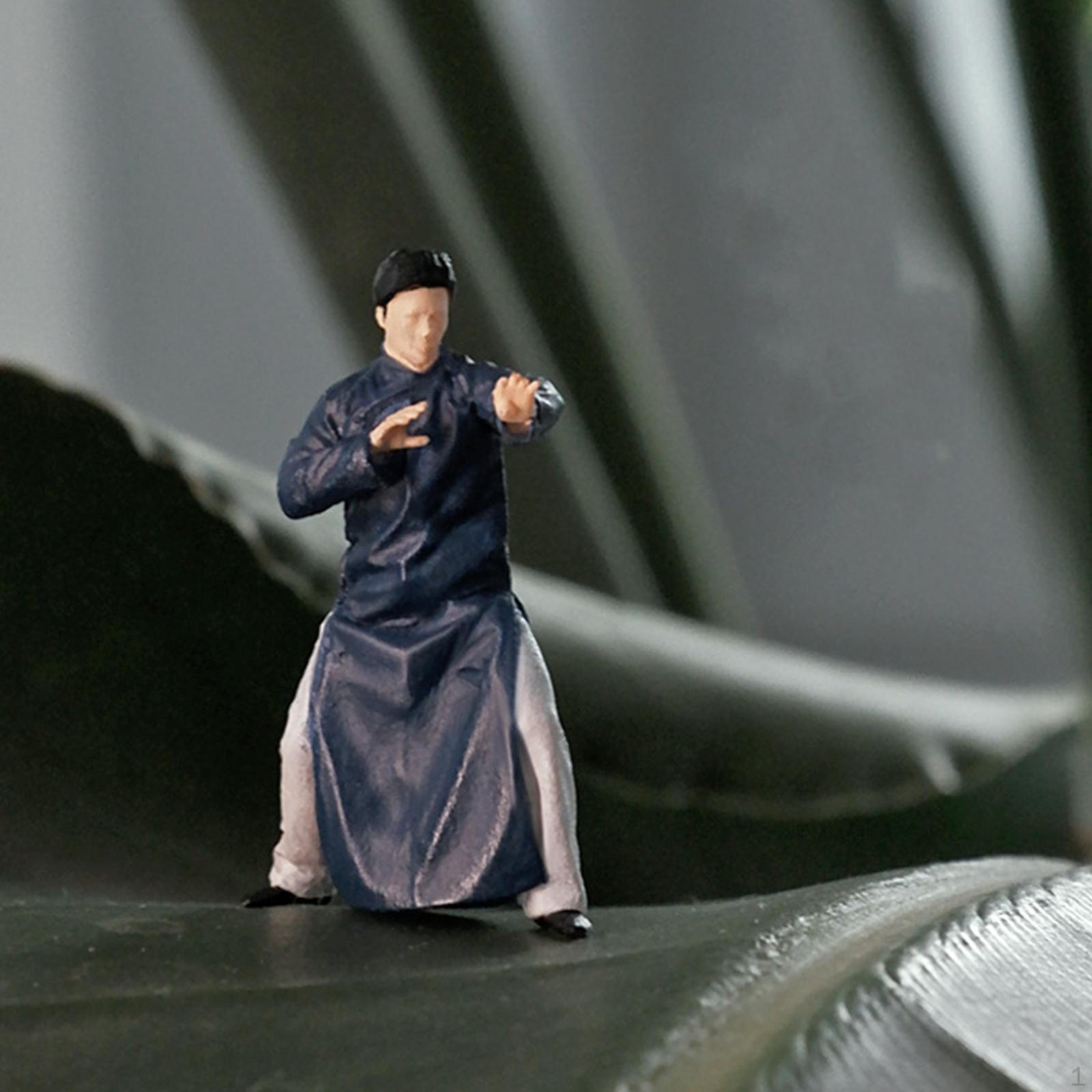 Diorama Figure Street People Model Realistic, Painted Character Kungfu Figurine, Miniature Layout