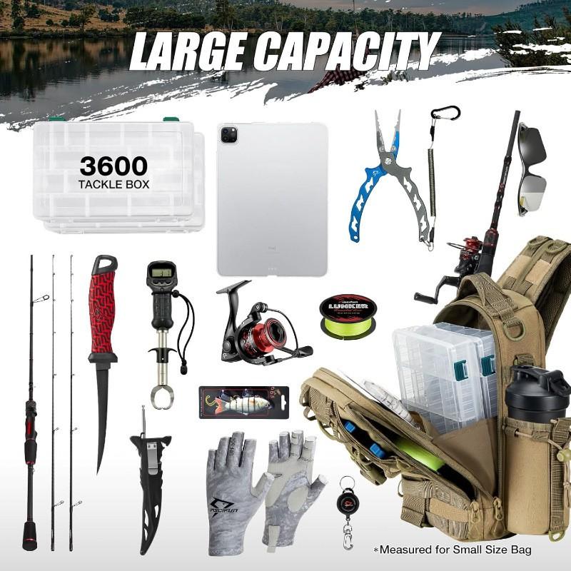 Multi-Compartment Fishing Backpack Rods Reels Lures Tackle Waterproof Oxford Fabric Single/Double Shoulder Carry
