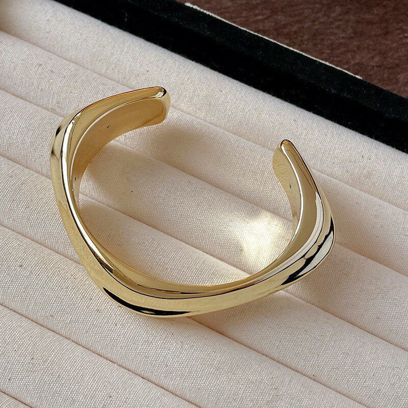 Europe and America Cross Border Wave Cold Wind Open-Ended Bracelet Simple and Exaggerated Stylish Bracelet Accessible Luxury Fancy Bracelet for Women