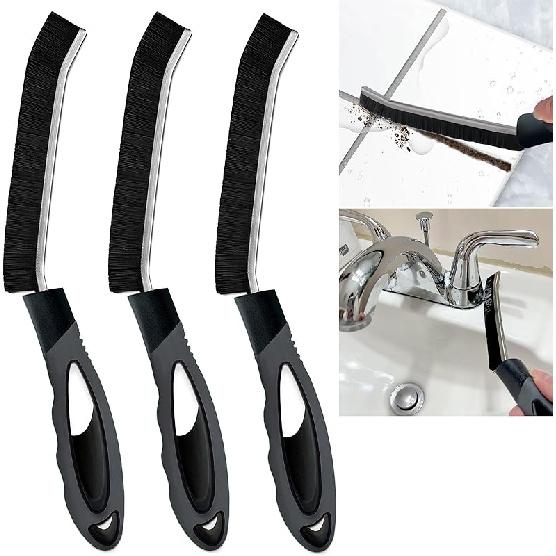 Crevice Cleaning Brush for Deep Cleaning Bathroom Tile, Kitchen Sink and Window Tracks, Multi-Purpose Hard Bristle Cleaning Brush for Household Use, 3