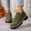 Women's Plus Size Autumn and Winter Beautiful and Versatile Block Heel Suede Side Zipper Fashion Boots