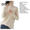 Women Sweater High Collar Long Sleeve Ribbed Trim Knitting Tops Solid Color Loose Fit Thickened Bottoming Tops