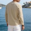 Men Casual Loose V Neck Long Sleeve Linen T Shirt Big Size