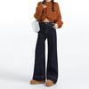 Women's Winter Thick Velvet Slimming Wide Leg Jeans - Plus Size, Dark Color, Warm Micro Flare Pants