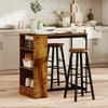 Industrial Bar Table Set for 2, 3 Pieces Pub Table and Bar Stools with Storage Shelf for Kitchen
