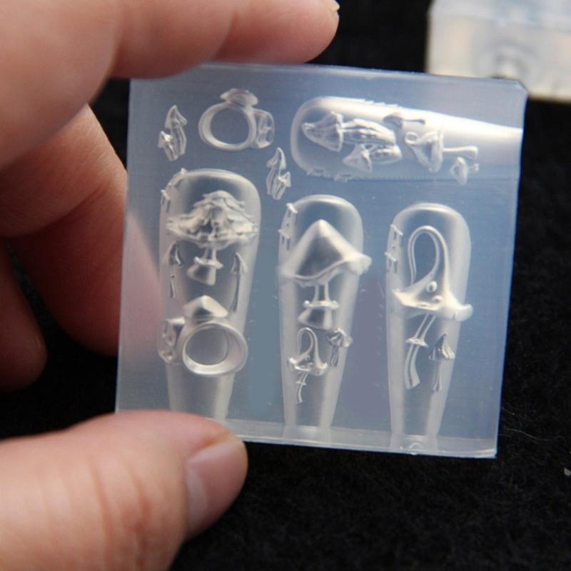 Reusable Nail Casting Mold Nail Charm Silicone Mold Halloween Themed Stereoscopic Carving Nail Art Jewelry Tool