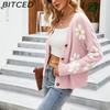 BITCED Autumn/Winter Women's Knitted Cardigan Coat Loose-Fit Academic-Style Sweater Cardigan