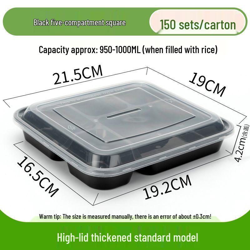Thickened Disposable Bento Box with Five Compartments