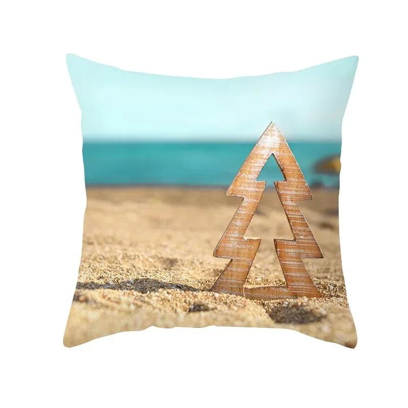 Sofa Decoration Square Pillow Summer Ocean Vacation Beach Print Pattern Home Living Room Cushion Cover