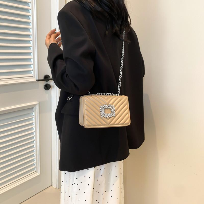 Elegant Pu Leather 2024 Spring Summer Lady's Small Handbag With Chic Quilted Texture